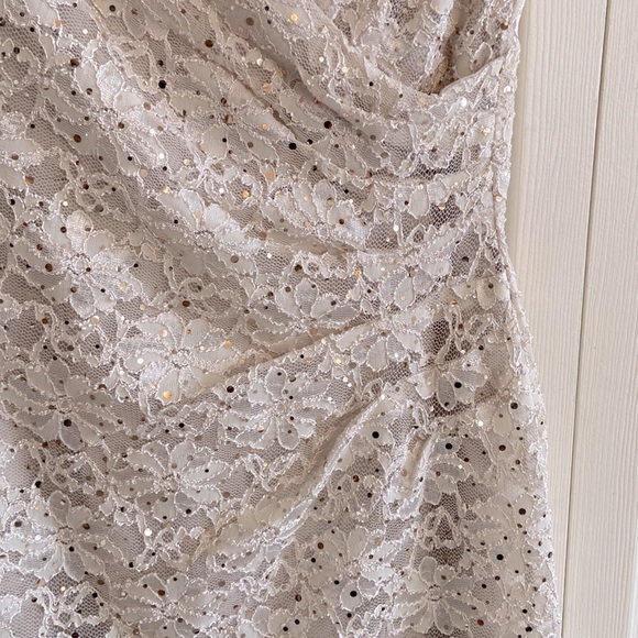 Connected Apparel Lace Dress in Tan-Nude Size 8 - Picture 4 of 5
